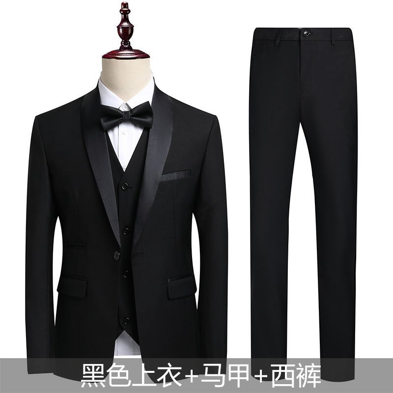 Suit Men'S High-End Dress Business Casual Suit Men'S Wedding Dress Three-Piece Set - Image 3